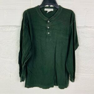 Geoffrey Beene Dark Green Men's Long Sleeve cotton Henley top size large
